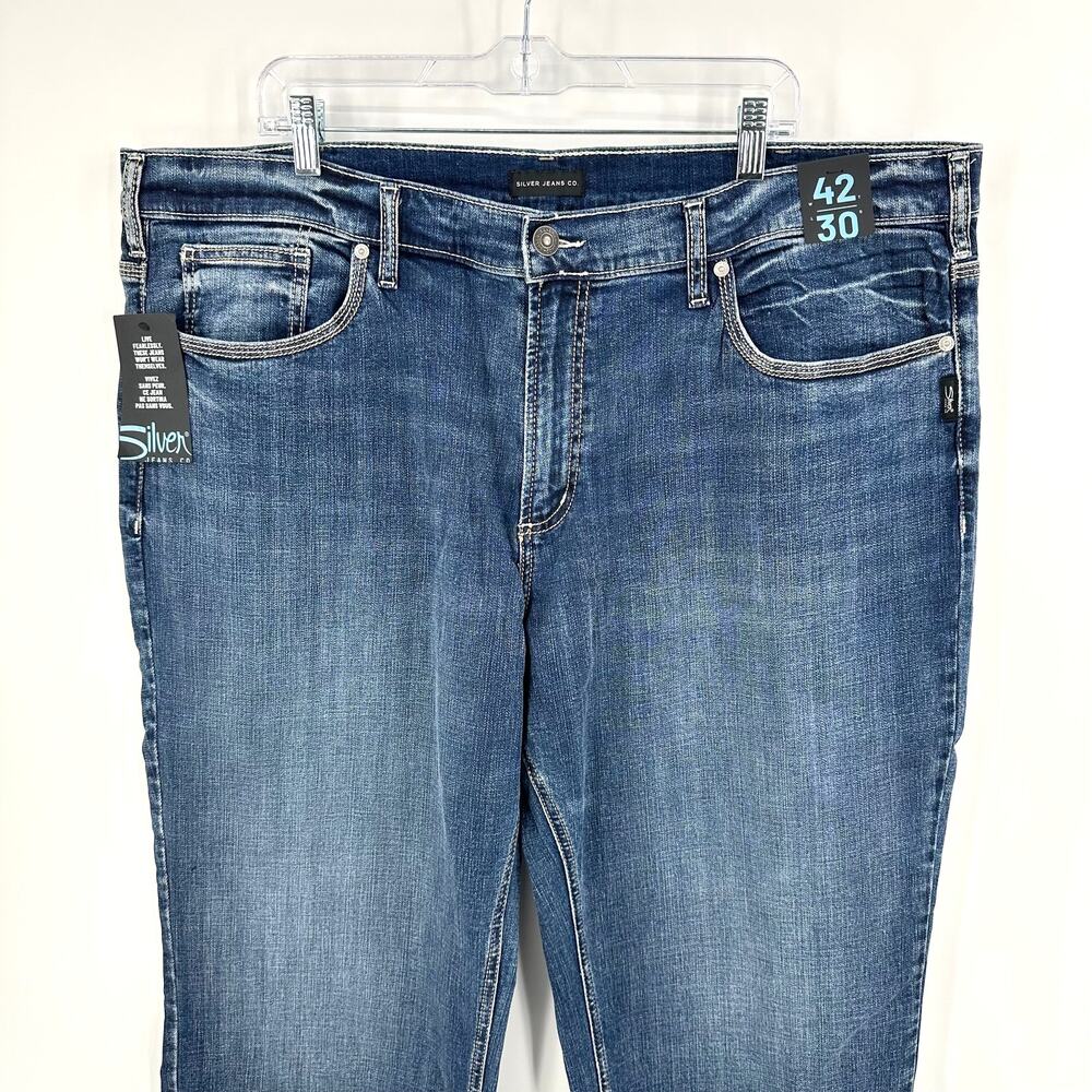 Silver Jeans Co Gordie Relaxed Fit Straight Jeans in Indigo Size 42x30 - Picture 2 of 9